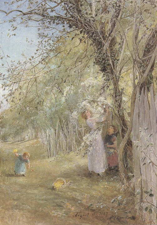 Charles james lewis Gathering Summer Flowers (mk37)